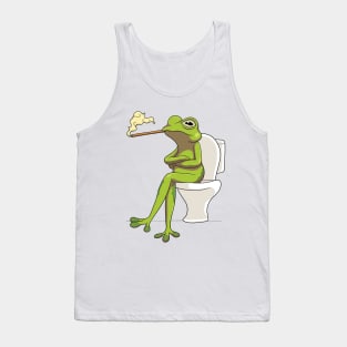 Cool frog smoking a cigarette on the toilet Tank Top